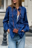 Casual Daily Solid Color Buttons Turndown Collar Tops