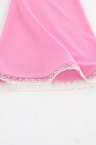 Sexy Solid Color Lace Patchwork Potholes Off Shoulder Waist Skirt Dresses