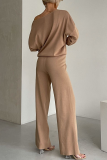 Casual Solid Color Irregular Oblique Collar Long Sleeve Two Pieces