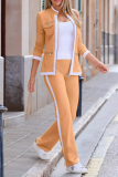 Casual Street Stripe Patchwork Zipper Contrast Mandarin Collar Long Sleeve Two Pieces