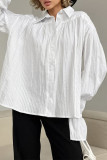 Casual Solid Color Jacquard Buttons Texture Turndown Collar Tops