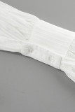 Casual Solid Color Jacquard Buttons Texture Turndown Collar Tops