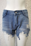 Fashion Solid Ripped Loose Denim Shorts
