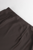 Elegant Solid Color Zipper Regular High Waist Solid Color Bottoms