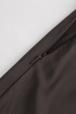 Elegant Solid Color Zipper Regular High Waist Solid Color Bottoms