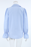 Casual Solid Color Buttons Patchwork Turndown Collar Tops