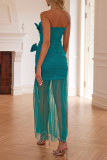 Sexy Party Solid Color Bow Decor Strapless Strapless Dresses