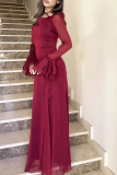 Elegant Solid Color Patchwork Ruffle Square Neck Waist Skirt Dresses