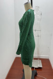 Fashion Elegant Solid Patchwork Sequined V Neck Evening Dress Dresses