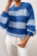 Casual Street Stripe Weave Contrast O Neck Tops