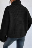 Casual Daily Solid Color Weave High Neck Tops