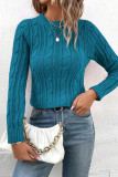Casual Solid Color Weave O Neck Tops