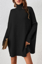 Casual Street Solid Color Weave Turtleneck Long Sleeve Dresses