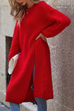 Casual Street Solid Color Slit O Neck Long Sleeve Dresses