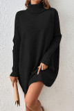 Casual Street Solid Color Weave Turtleneck Long Sleeve Dresses