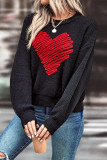 Casual Street Heart Shaped Patchwork Contrast O Neck Tops