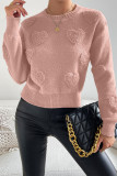 Casual Daily Heart Shaped Patchwork Weave O Neck Tops
