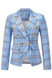 Fashion Street Plaid Patchwork Turn-back Collar Outerwear
