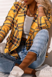 Fashion Street Plaid Patchwork Turn-back Collar Outerwear