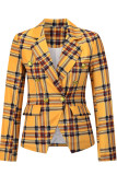 Fashion Street Plaid Patchwork Turn-back Collar Outerwear
