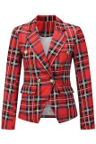 Fashion Street Plaid Patchwork Turn-back Collar Outerwear