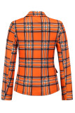 Fashion Street Plaid Patchwork Turn-back Collar Outerwear
