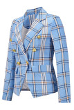 Fashion Street Plaid Patchwork Turn-back Collar Outerwear