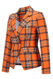 Fashion Street Plaid Patchwork Turn-back Collar Outerwear