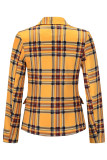 Fashion Street Plaid Patchwork Turn-back Collar Outerwear