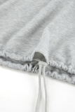Casual Street Solid Color Draw String Pocket O Neck Long Sleeve Two Pieces