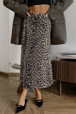 Elegant Leopard Lace Up Loose High Waist Type A Full Print Bottoms