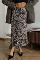 Elegant Leopard Lace Up Loose High Waist Type A Full Print Bottoms