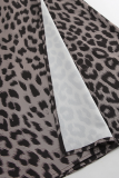 Elegant Leopard Lace Up Loose High Waist Type A Full Print Bottoms