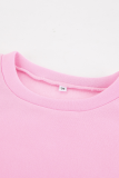 Casual Solid Color Patchwork fleece-lined O Neck Long Sleeve Two Pieces