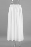 Daily Elegant Solid Color Pleated Loose High Waist Type A Solid Color Bottoms