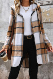 Casual Plaid Irregular Zipper Contrast Hooded Outerwear