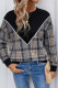 Daily Plaid Patchwork O Neck Tops