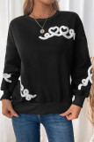 Daily Heart Shaped Patch Contrast O Neck Tops