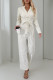 Casual Street Stripe Pocket Lace Up Buttons V Neck Loose Jumpsuits