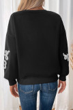 Daily Heart Shaped Patch Contrast O Neck Tops