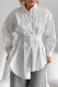 Casual Solid Color Buttons Ruched Turndown Collar Tops