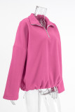 Casual Solid Color Fluffy Contrast Turndown Collar Tops