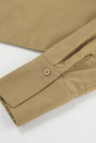 Casual Street Solid Color Lace Up Buttons Turndown Collar Long Sleeve Two Pieces