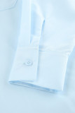 Casual Daily Solid Color Pocket Buttons Turndown Collar Tops