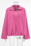 Casual Solid Color Fluffy Contrast Turndown Collar Tops