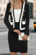 Elegant Solid Color Buttons Patchwork Contrast Cardigan Collar Long Sleeve Two Pieces