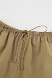 Casual Street Solid Color Lace Up Buttons Turndown Collar Long Sleeve Two Pieces