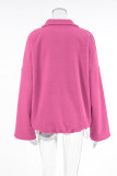 Casual Solid Color Fluffy Contrast Turndown Collar Tops