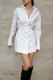 Casual Daily Solid Color Buckle Ruched Turndown Collar Shirt Dresses