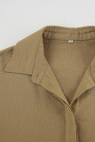 Casual Street Solid Color Lace Up Buttons Turndown Collar Long Sleeve Two Pieces